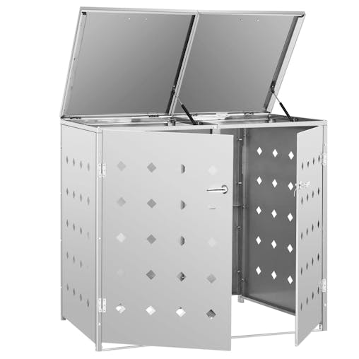 NNEVL Double Wheelie Bin Shed 240 L Stainless Steel
