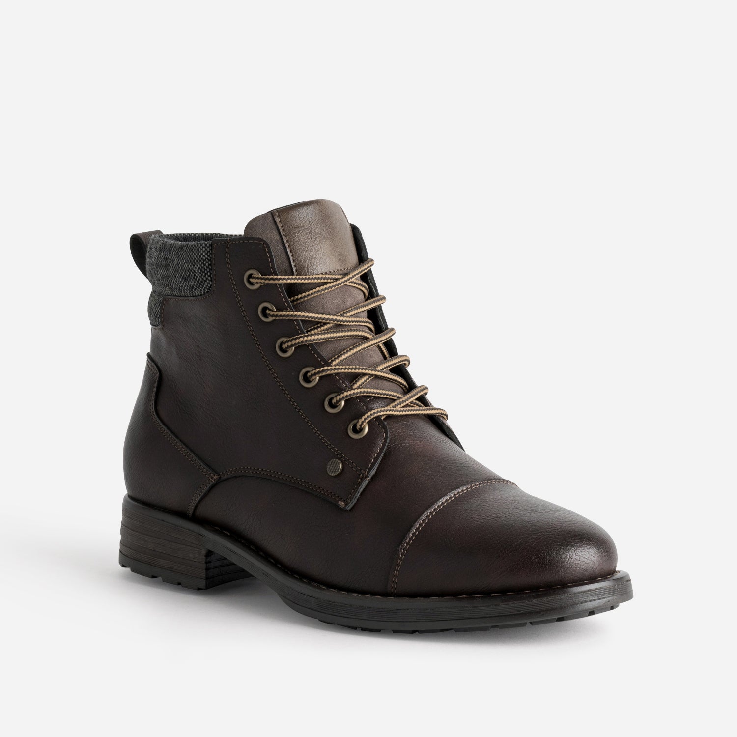 Boots marron empiècement textile