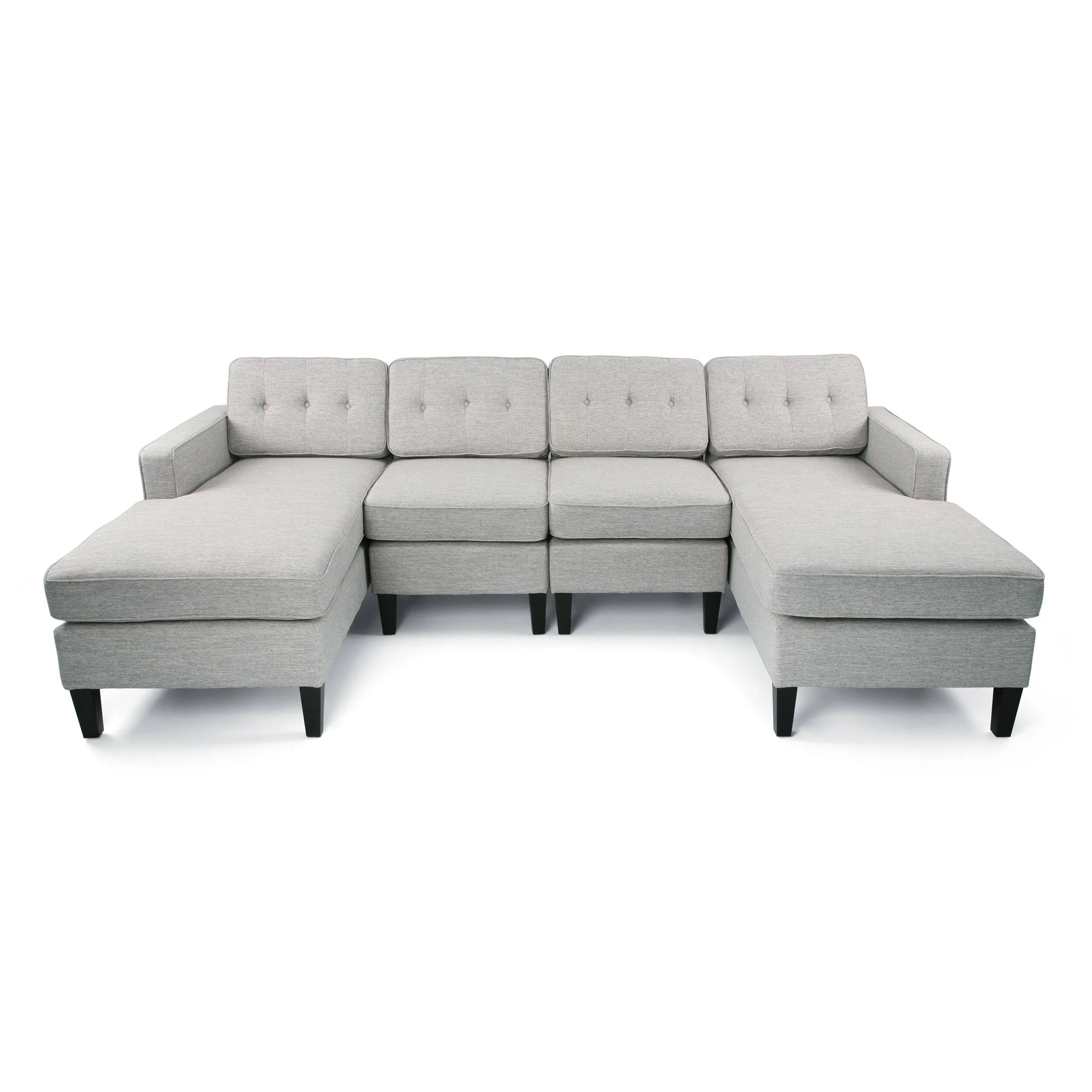 Crowningshield Contemporary Fabric Chaise Sectional with Button Accents by Christopher Knight Home
