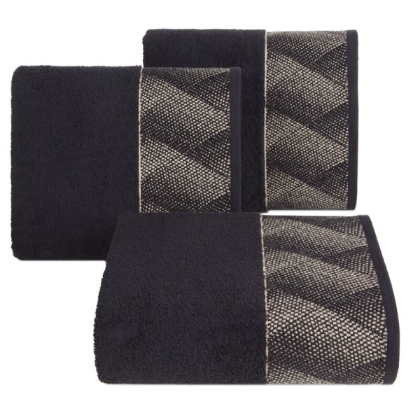 Ręcznik 50x90 Victoria czarny złoty geometria 500g/2 frotte