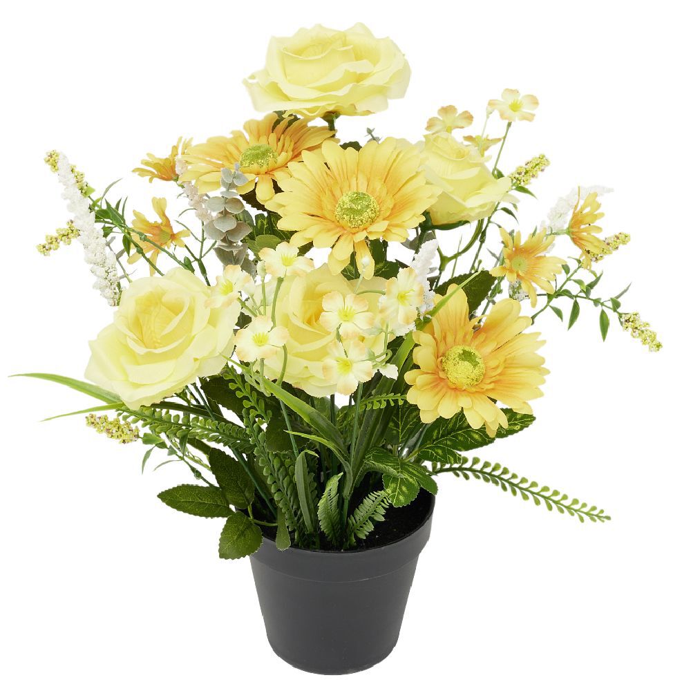 Pot marguerite et bruyère artificiel Ø25xH42cm
