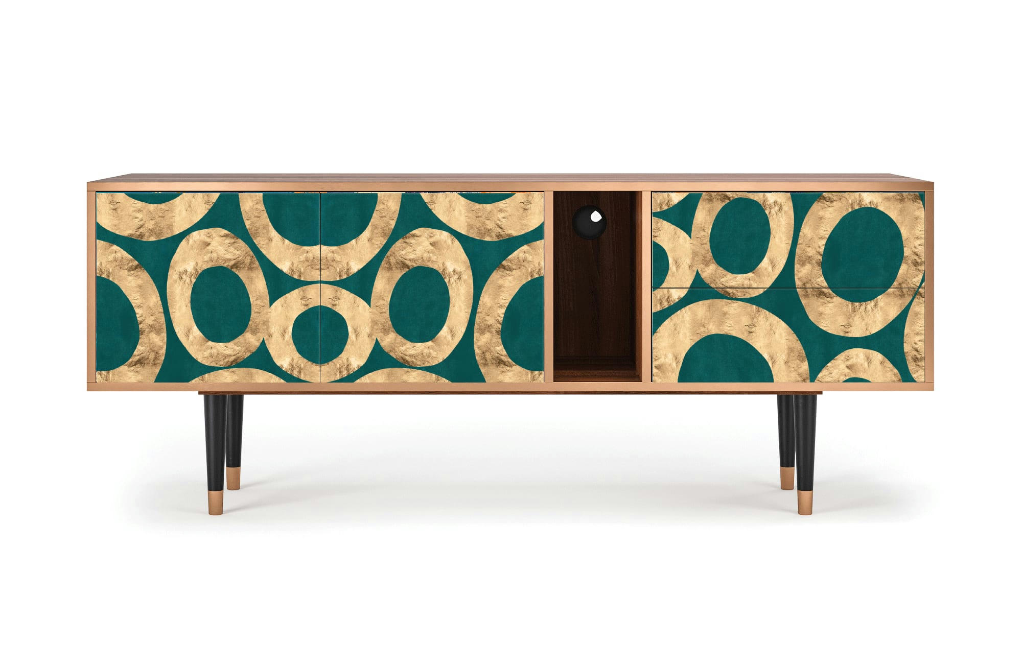 ZIRCON SPHERE - Meuble TV  bleu-vert 2 tiroirs et 2 portes L 170 cm