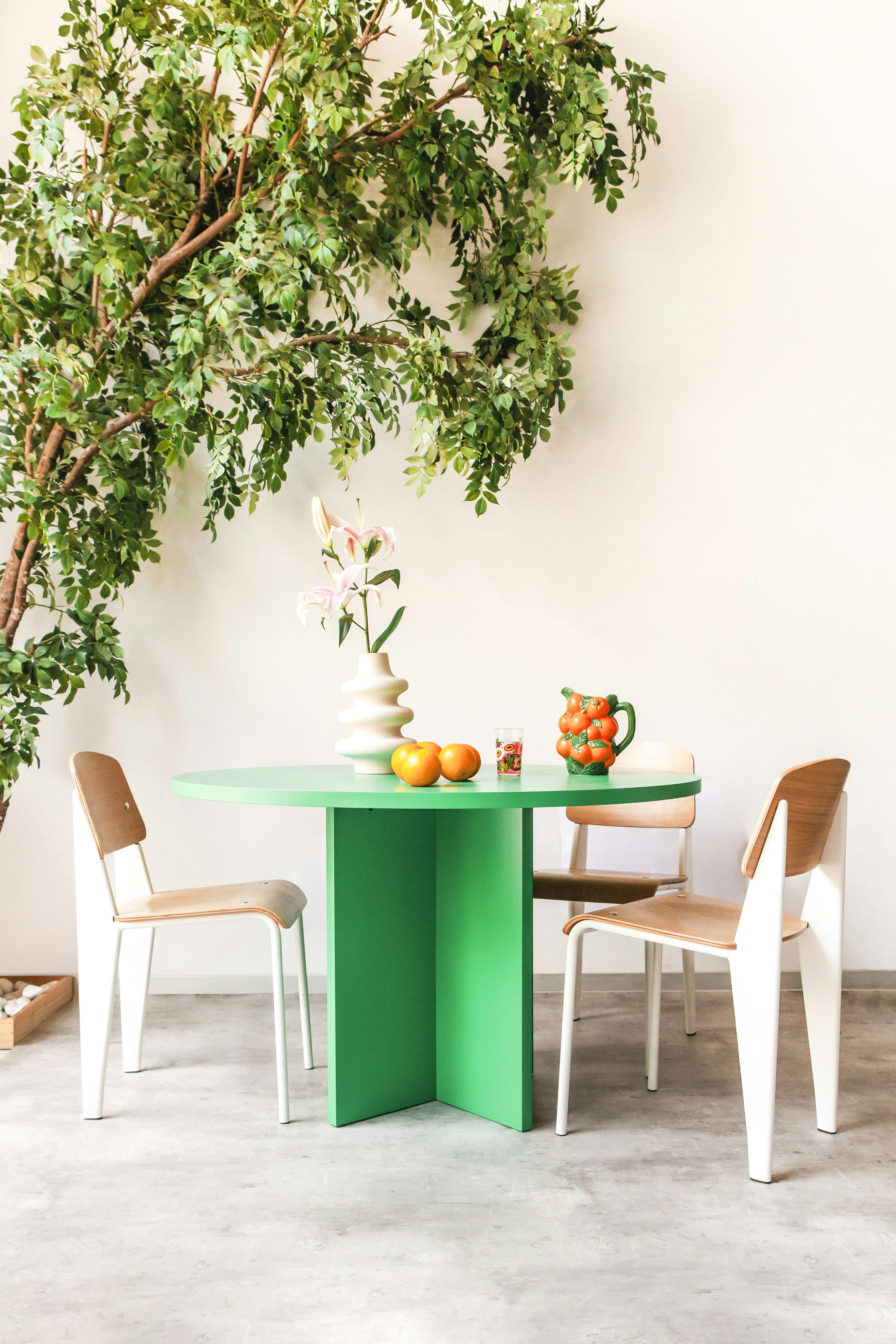 BLOCKIE-MATILDA - Table à manger ronde laquée en MDF de 3cm Vert Émeraude 120cm