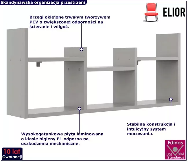 Szara nowoczesna nadstawka na biurko - Elvian