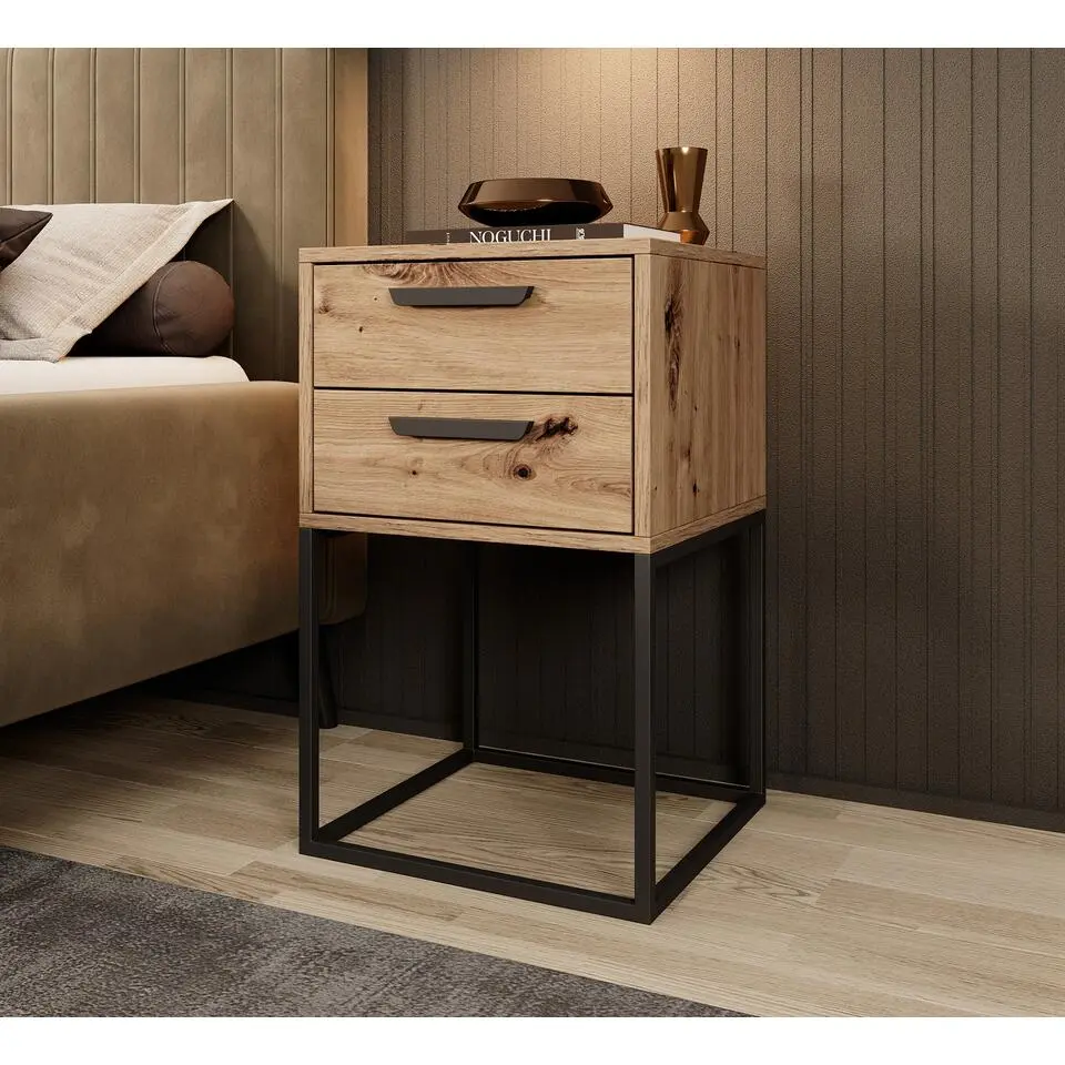 Meubella - Nachtkastje Sylvester 8 - Eiken - 40 cm