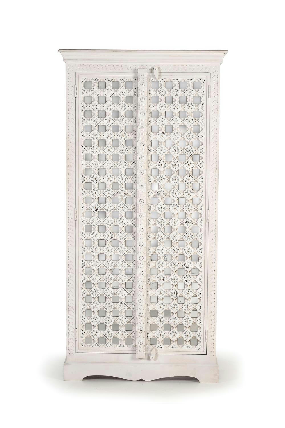 - Armoire en bois de manguier en blanc