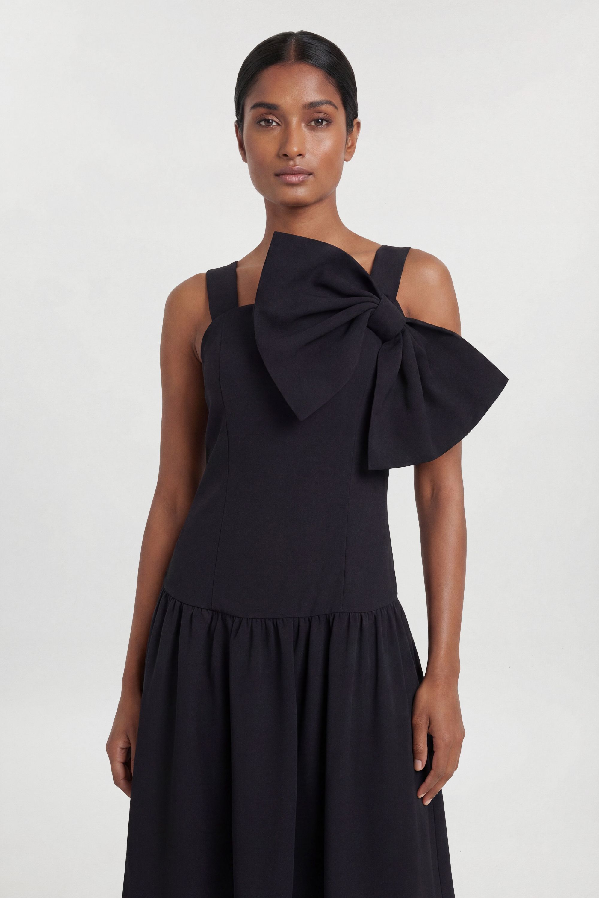 KarenMillen Bow Detail Drop Waist Midi Dress