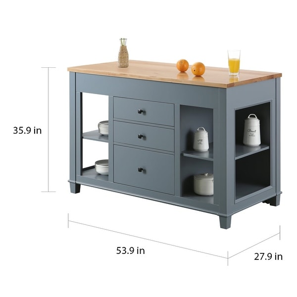 Design Element Medley 54-inch Grey Kitchen Island with Slide-out Table - N/A
