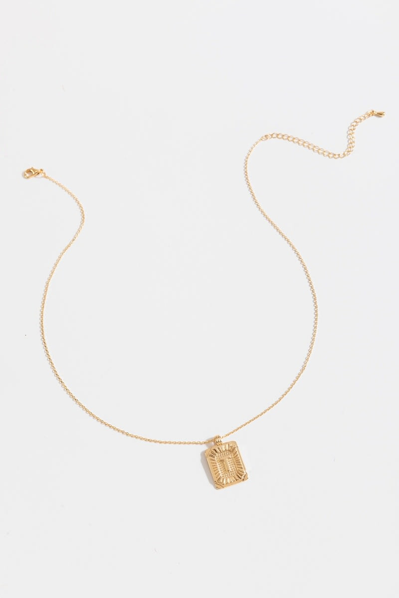 Initial ID Tag Pendant Necklace