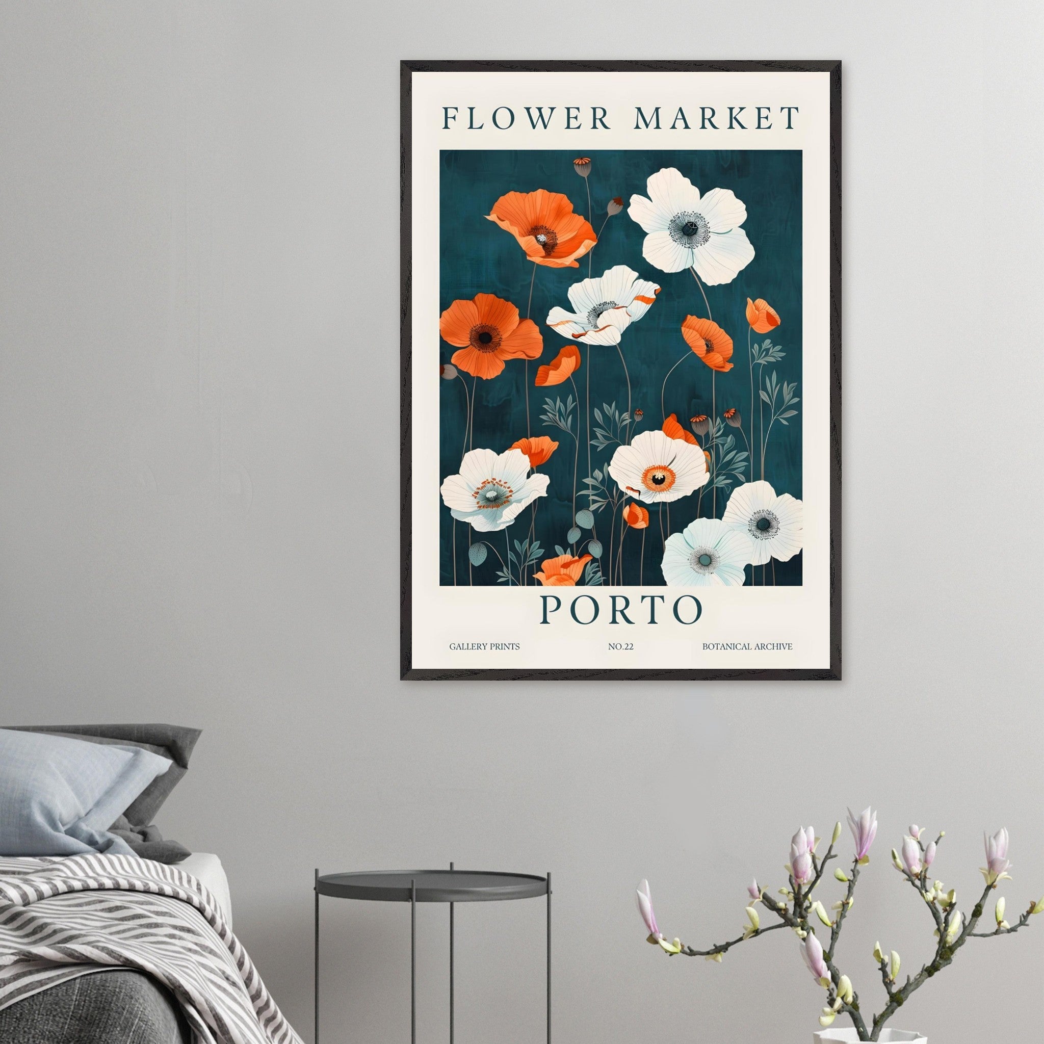 Artfulprints Poster Flower market - Porto  - 70x100 cm - Meerkleurig