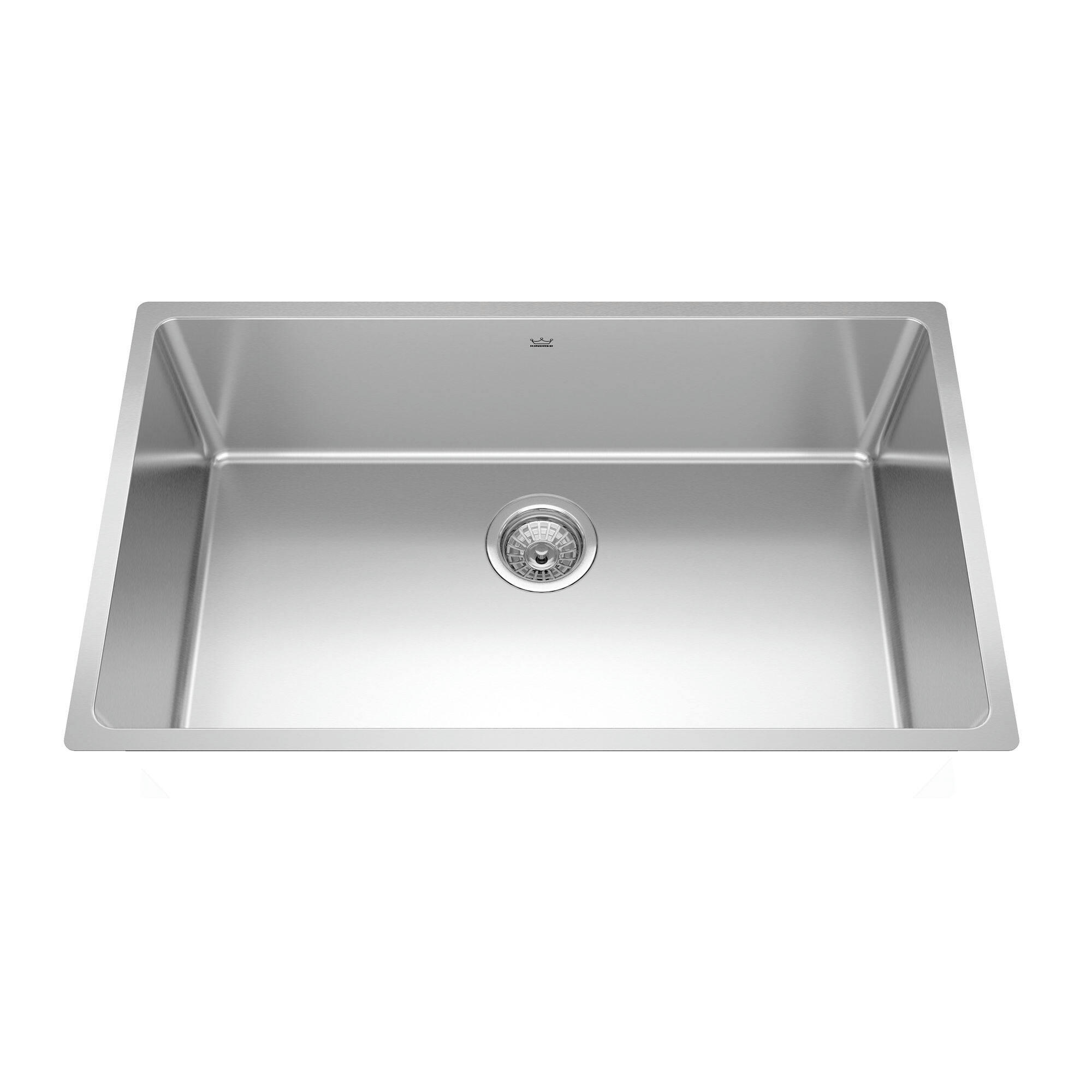 Kindred Brookmore Undermount Single Bowl Kitchen Sink, 30.5-in x 18.1-in x 9-in, Stainless Steel
