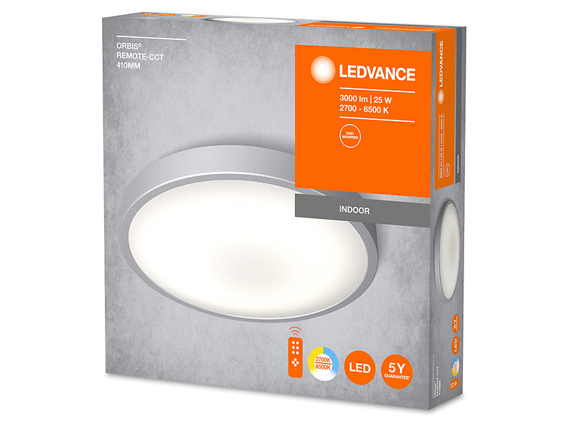 Plafon Orbis LED 41 cm ze zmiennąbarwą światłą srebrny