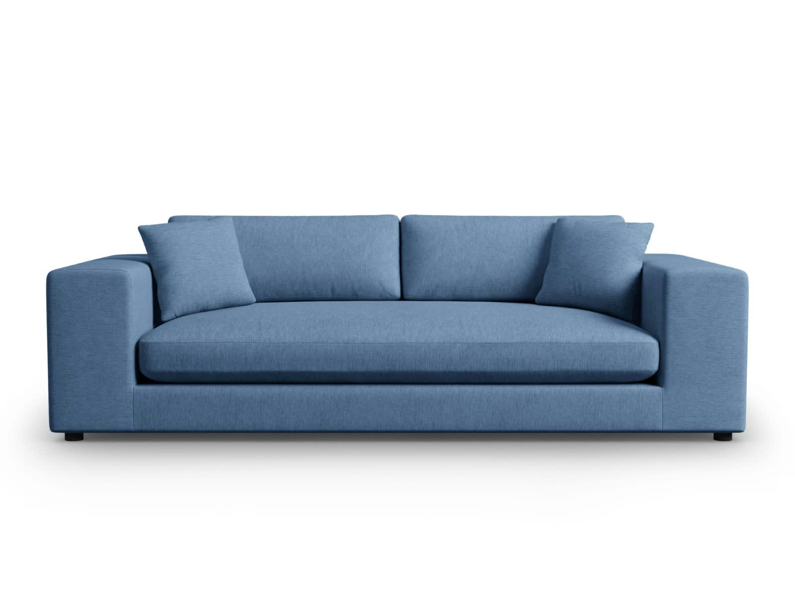 TENDANCE - Canapé 4 places en Tissu Structurel Bleu Foncé