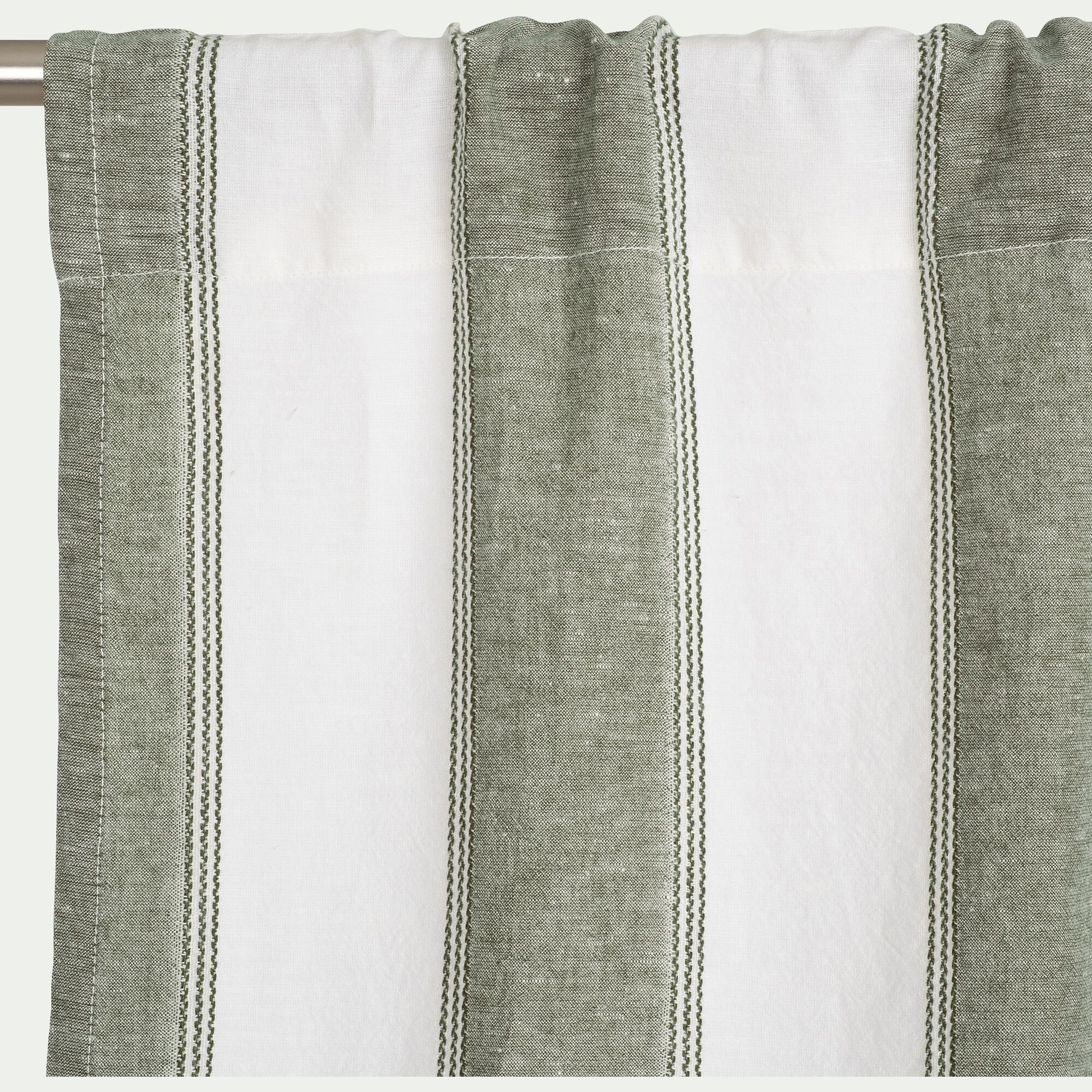 LUSSIA - Rideau passe-tringle en lin et coton à rayures 140x250cm - vert