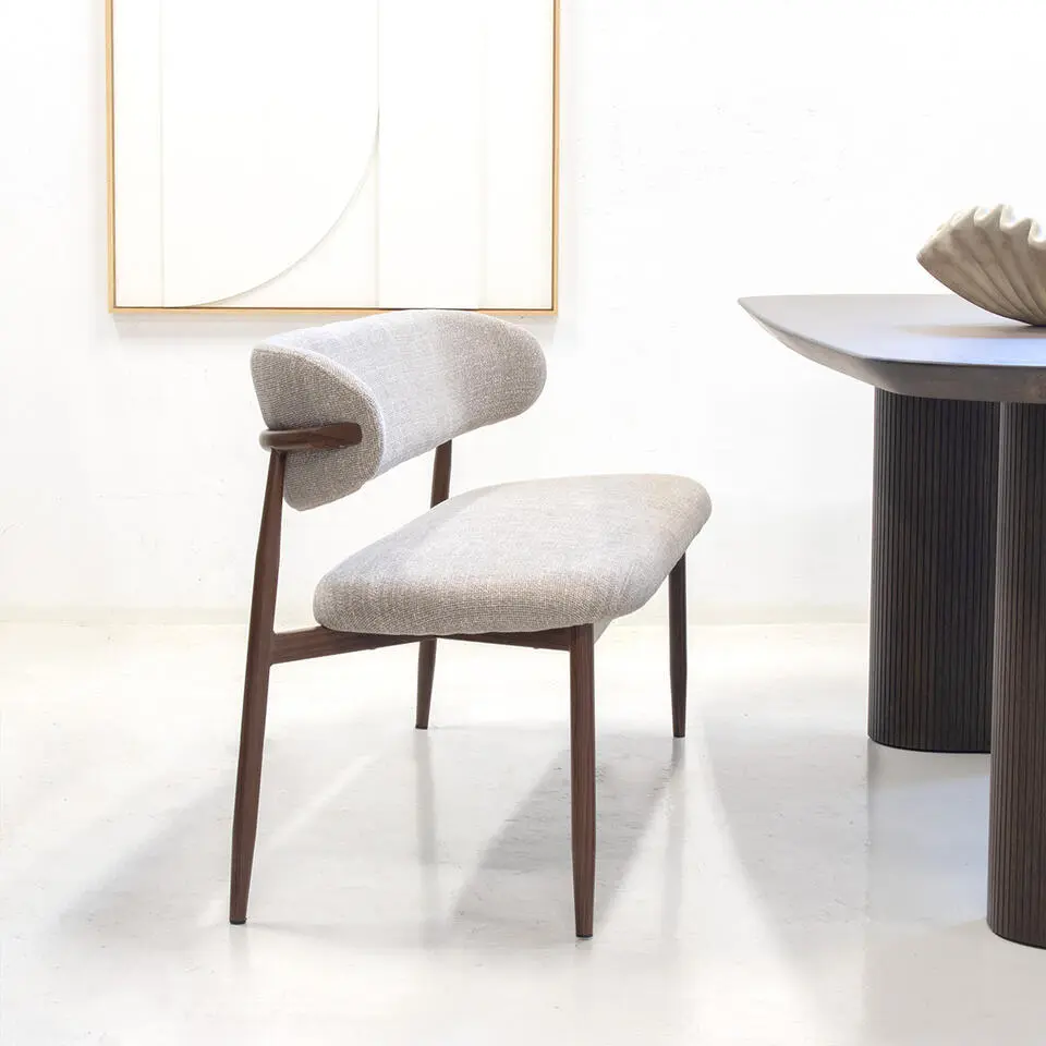 Eetkamerbank - Taupe/Walnoot - 200x55x77cm - Alexia