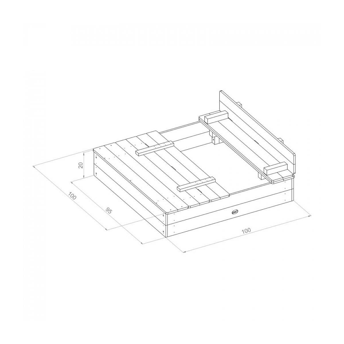 - Bac à sable en bois multicolor avec couvercle et banc intégré