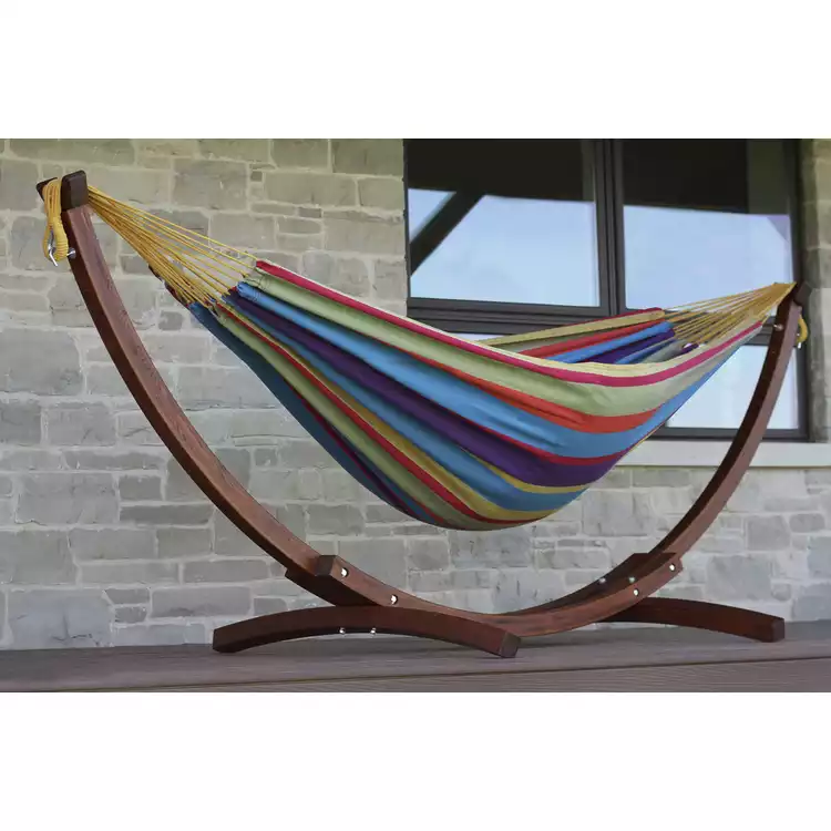 Vivere Tropical Double Hammock with Wooden Stand