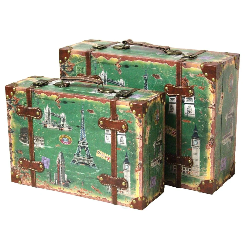 Vintage Style European Luggage Suitcase (Set of 2) - Brown