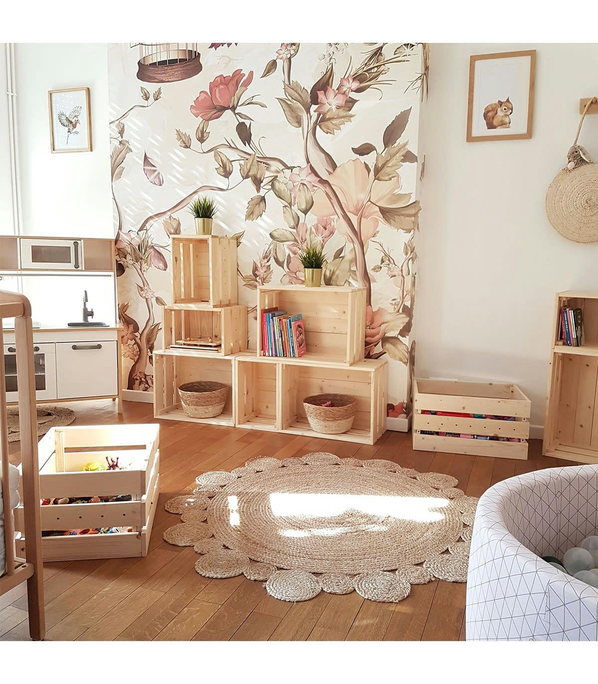 - Caisse modulable en pin massif empilable - L25,6 cm