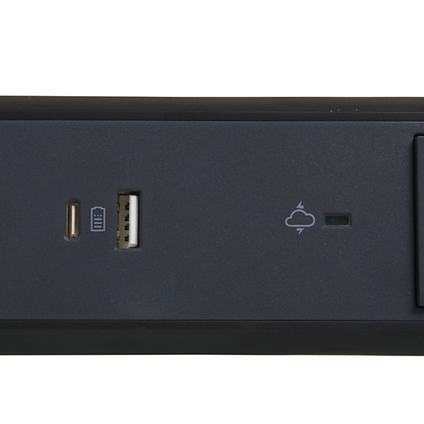 Multiprise parafoudre avec interrupteur 3 prises   1 x USB-A   1 x USB-C Legrand noir et gris 1.5 m