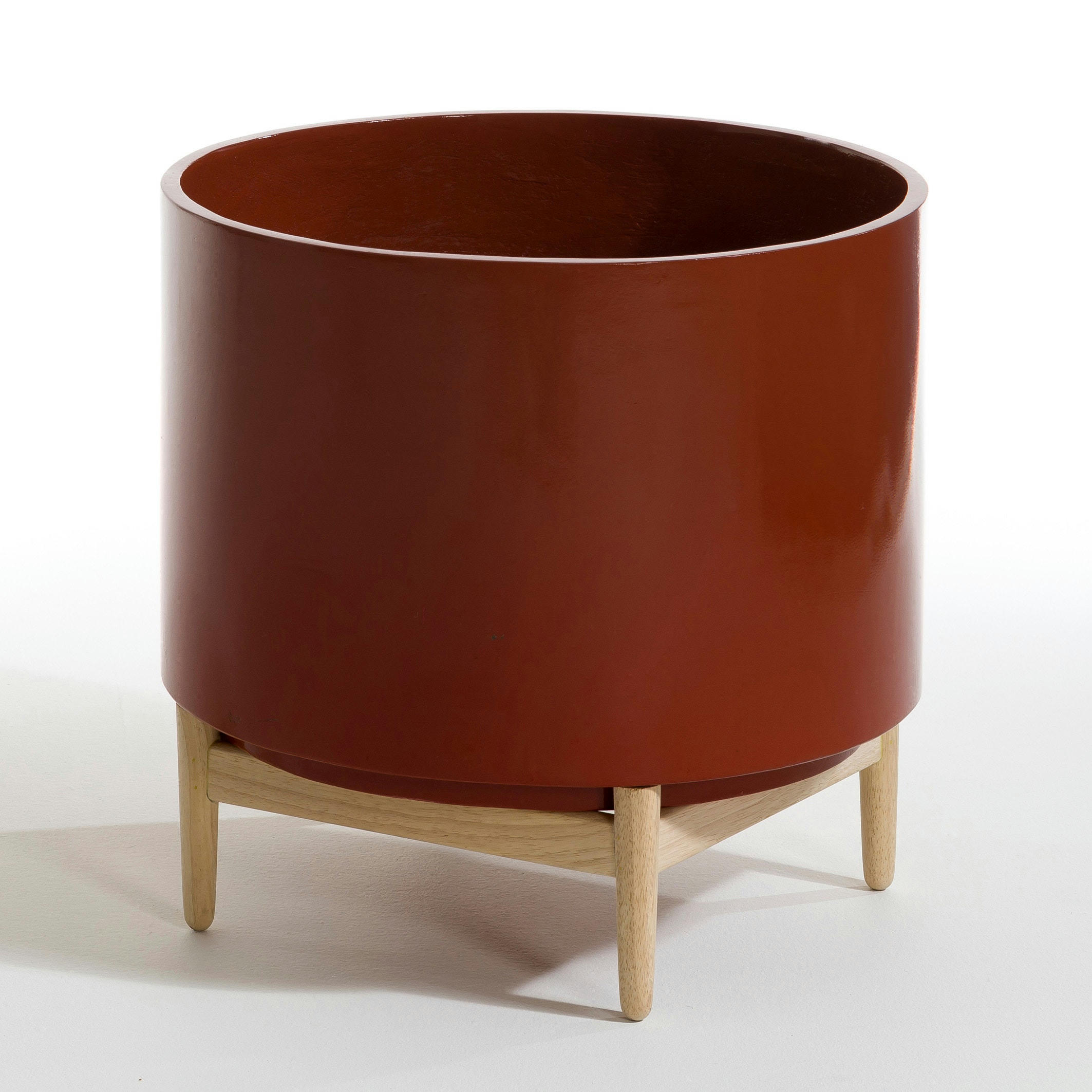 Cache-pot sur pied en hévéa H45cm, Florian