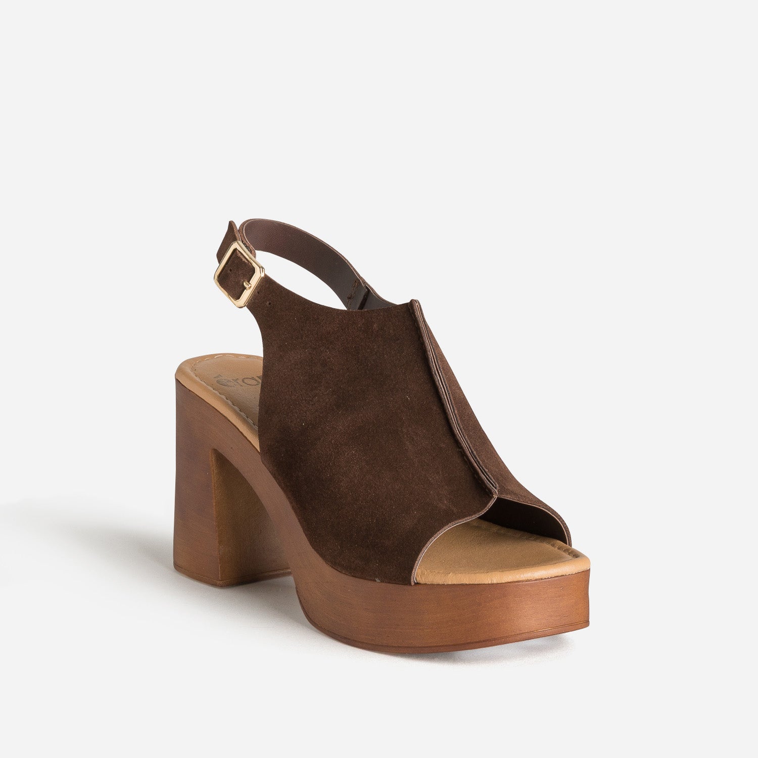 Sandale marron cuir velours à plateforme