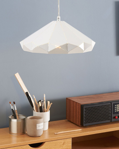 Lampa wisząca sufitowa metalowa biała