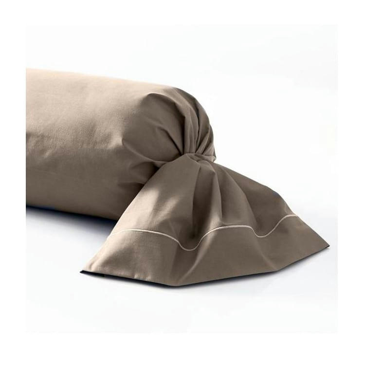 PERCALE MONTELEONE - Taie de traversin en Coton Taupe 2* 140 cm