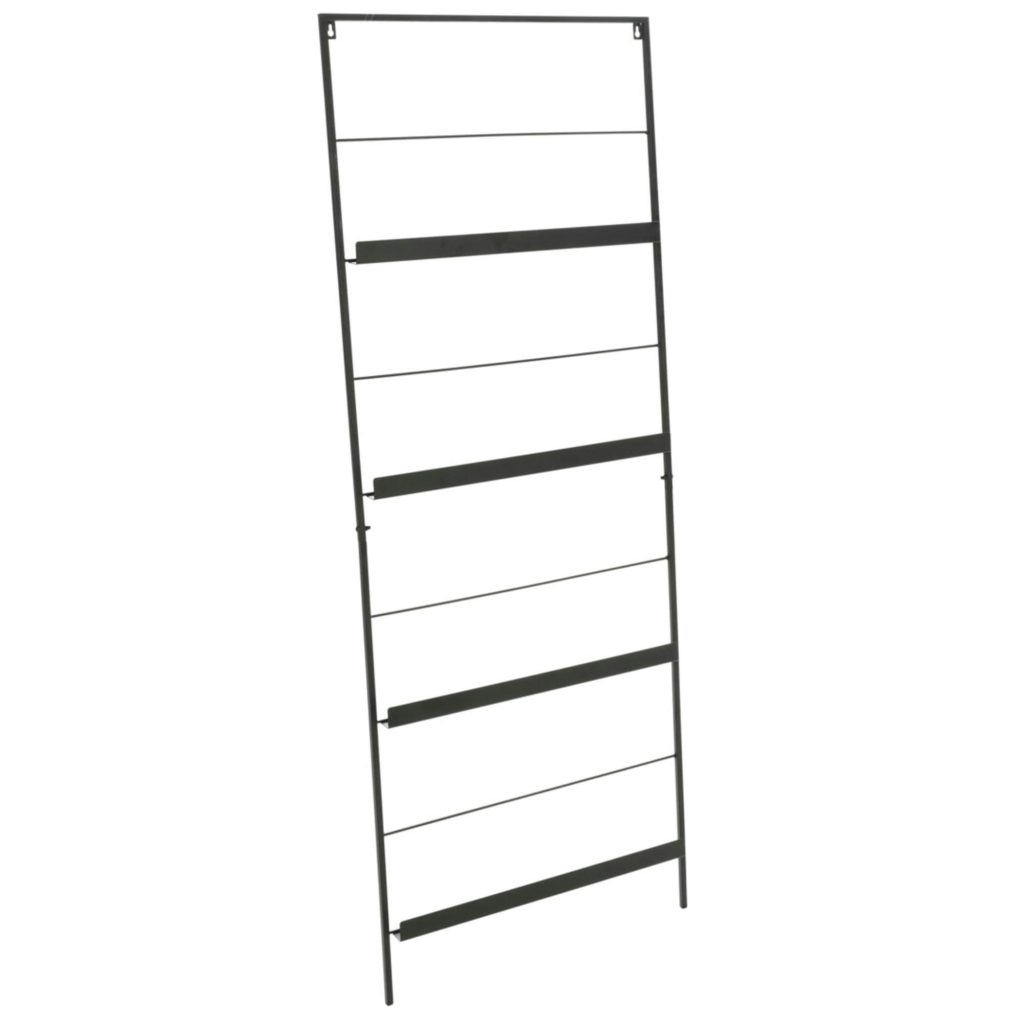 - Porte revues présentoir métal noir mural 150x56.5cm