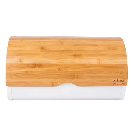 Chlebak z bambusową pokrywą 38 cm Altom Design - Biały 07.CHL.1751