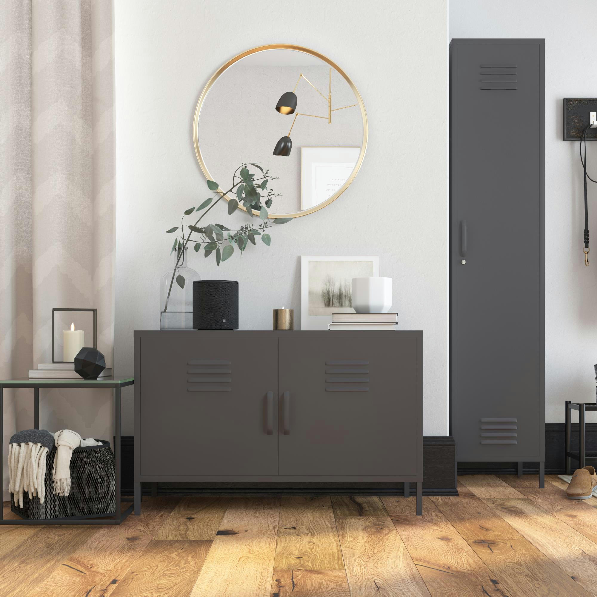 BRADFORD - Armoire avec 1 porte en métal gris graphite