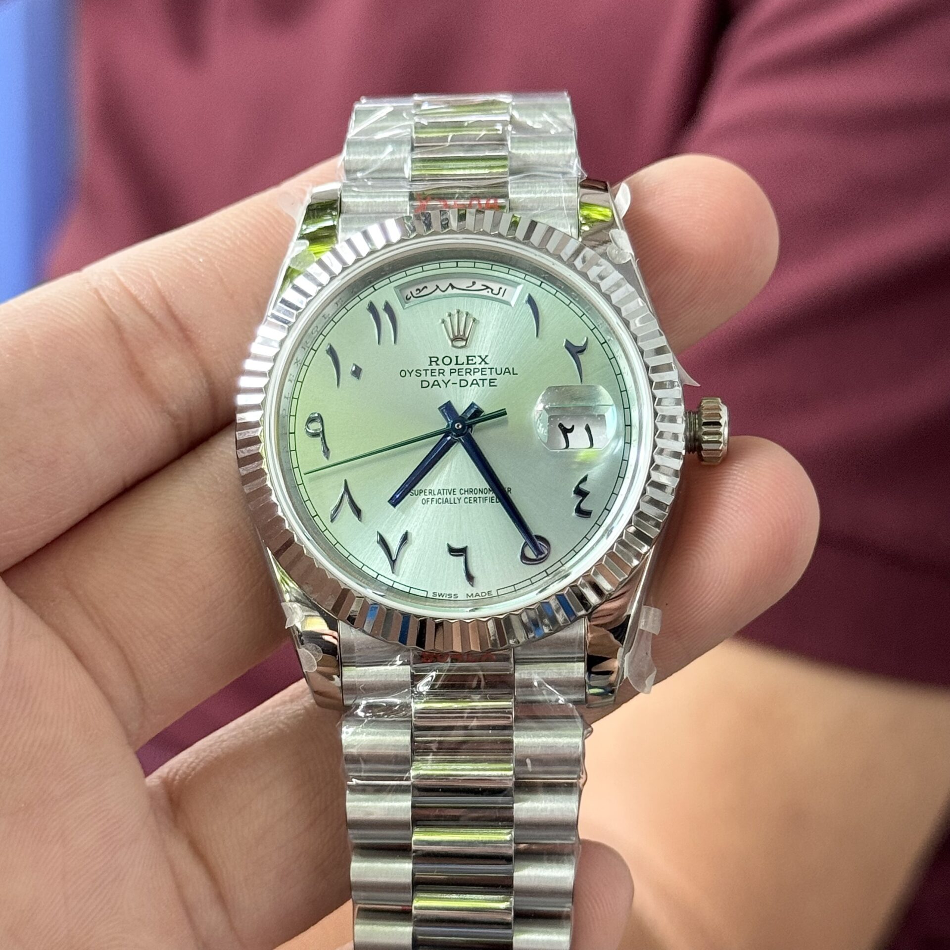 Rolex Day-Date 904L Steel Blue Arabic Dial 40mm Super Clone