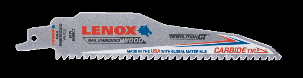 Lenox 656RCT 6 TPI Carbide Reciprocating Saw Blade for Wood with Nails