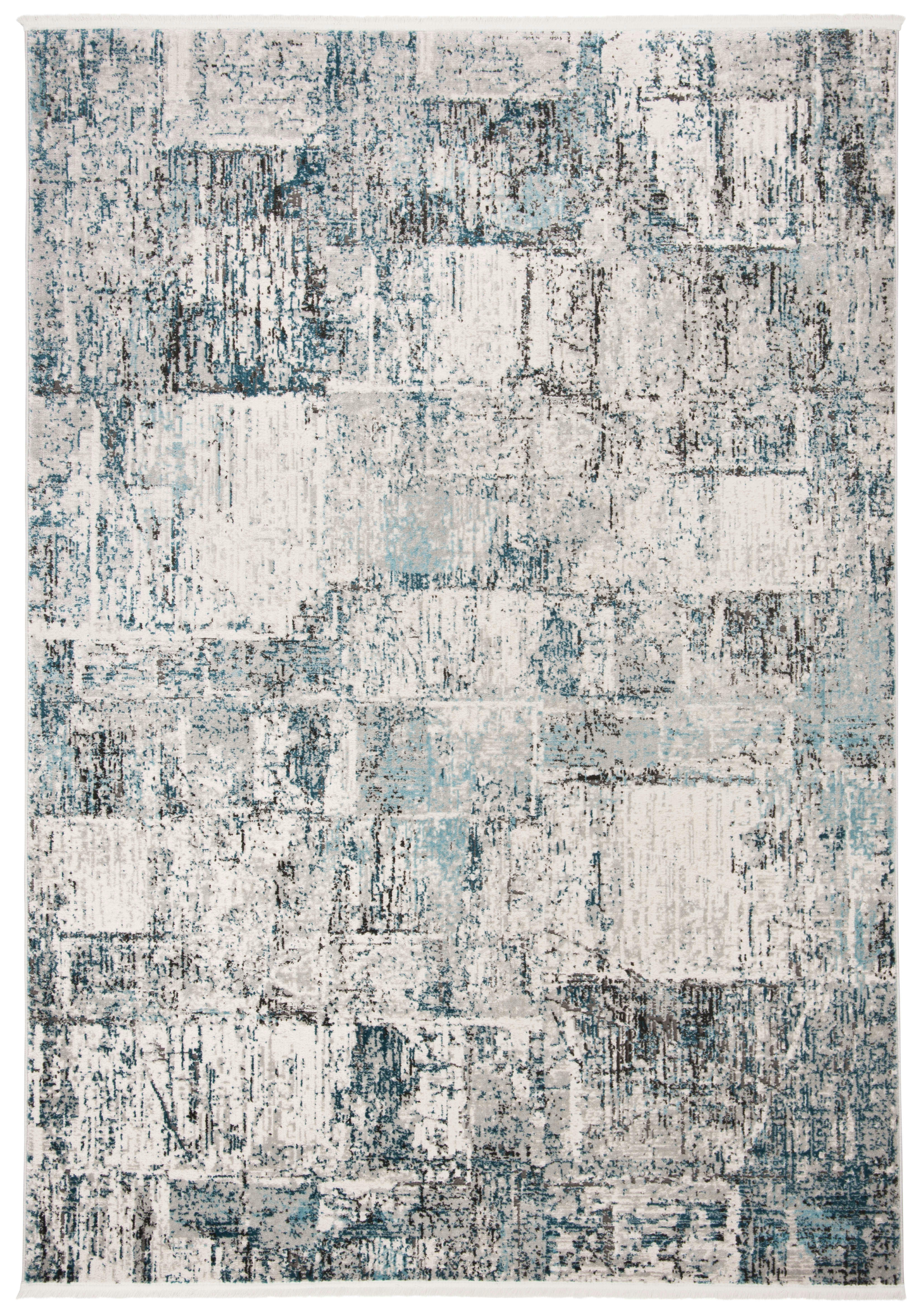 SHIVAN - Tapis de salon interieur en gris & bleu, 183 x 274 cm