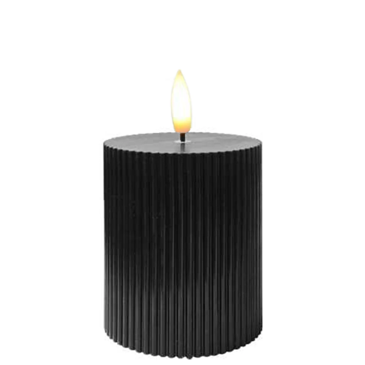 Świeczka LED Ozdobna Czarna, Dekoracyjne Żłobienia, Φ7,5cm Wysokość 10cm