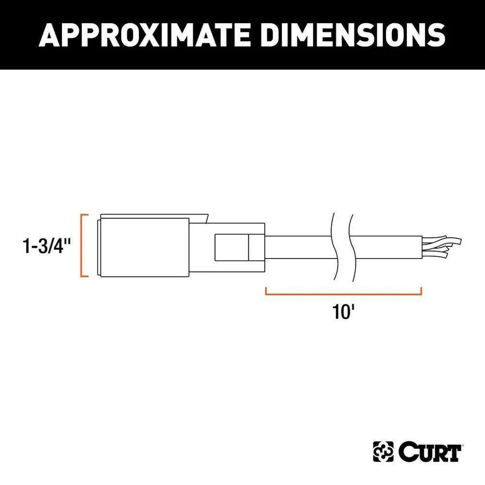 CURT Cold-Weather Replacement 7-Way Blade Harness Trailer Side, 10-ft