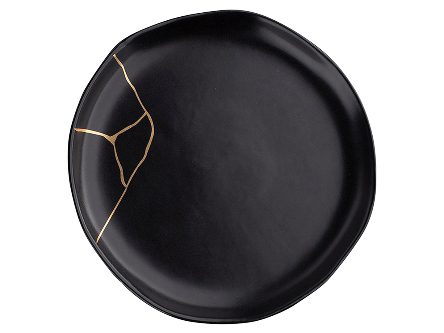 Talerz deserowy Magnific porcelanowy czarno-złoty