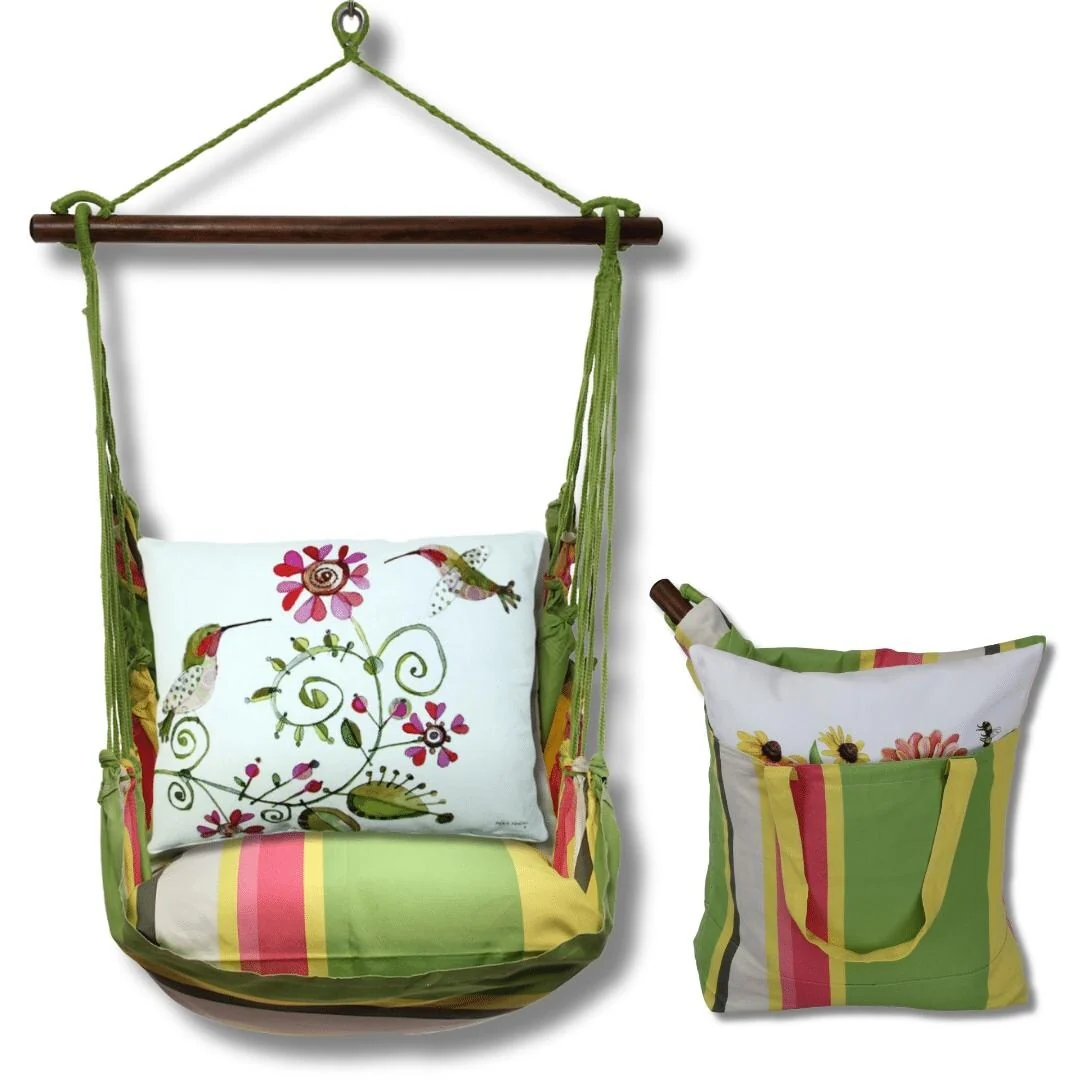 Magnolia Casual Swing Set 4 piece - Fresh Lime Stripe w/ Hummer Love
