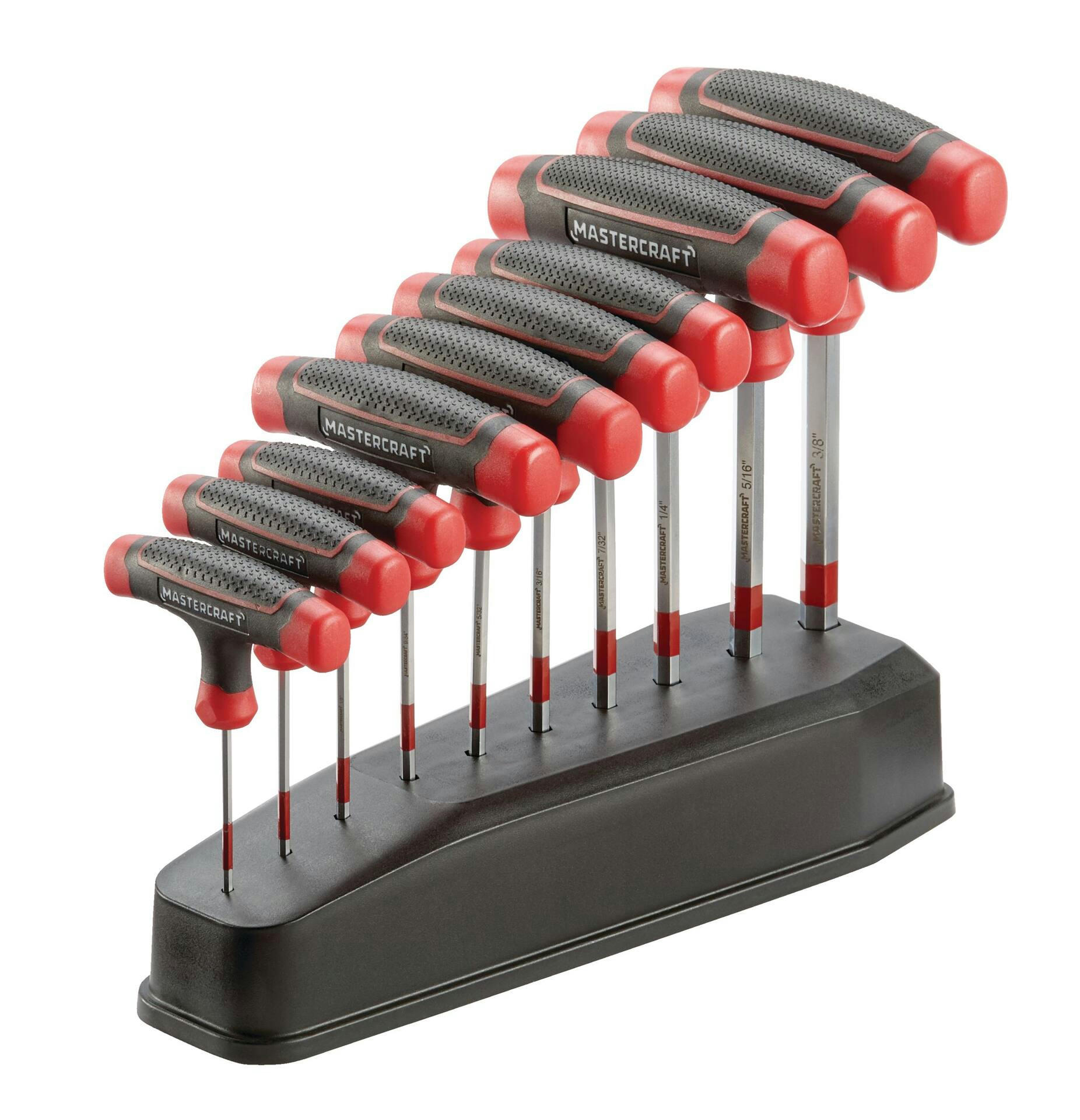Mastercraft T-Handle Hex Key Set/Allen Wrench Set, SAE, Rust Resistant, Cr-V Steel, 10-pc
