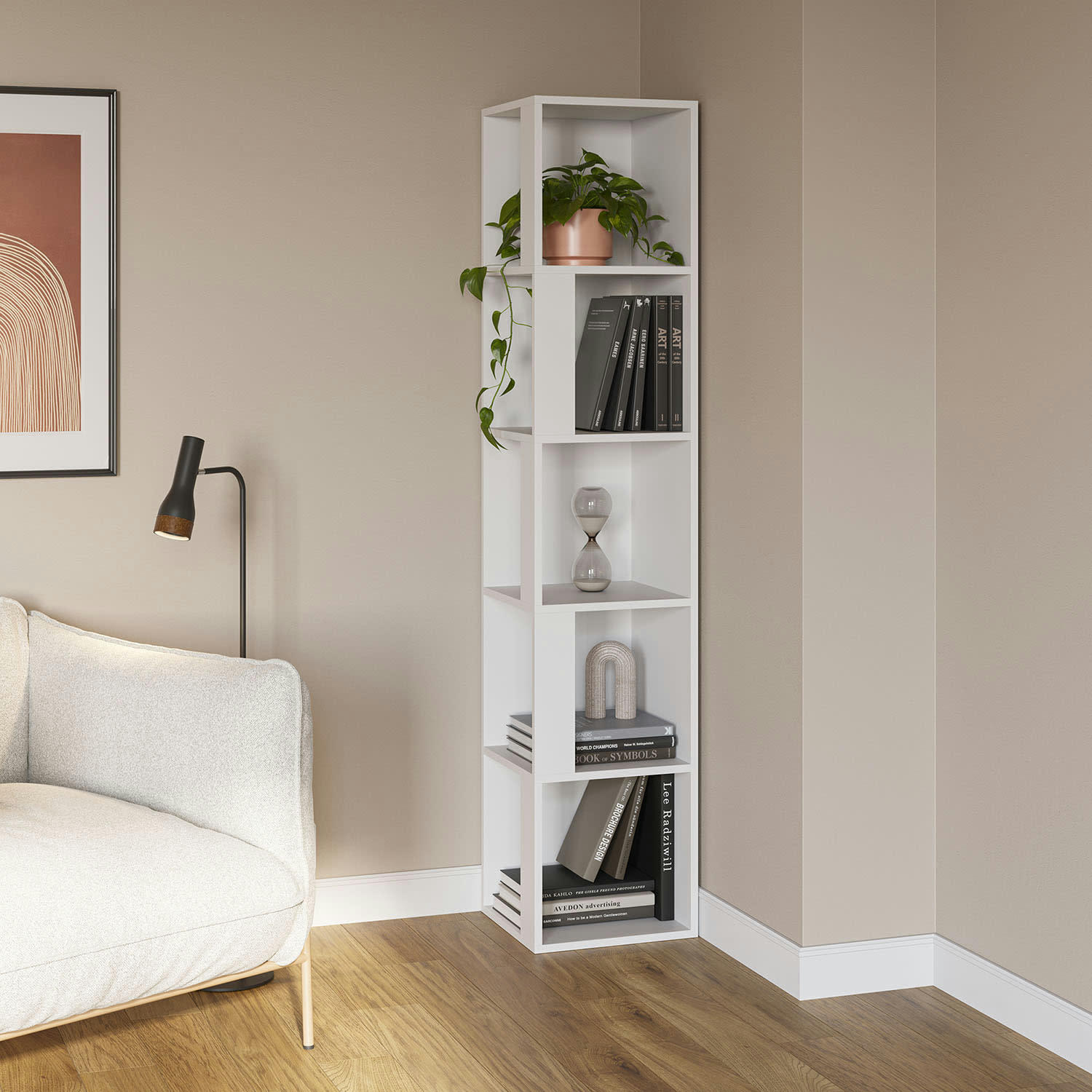 FIYI - Etagère d'angle 5 trous couleur blanc
