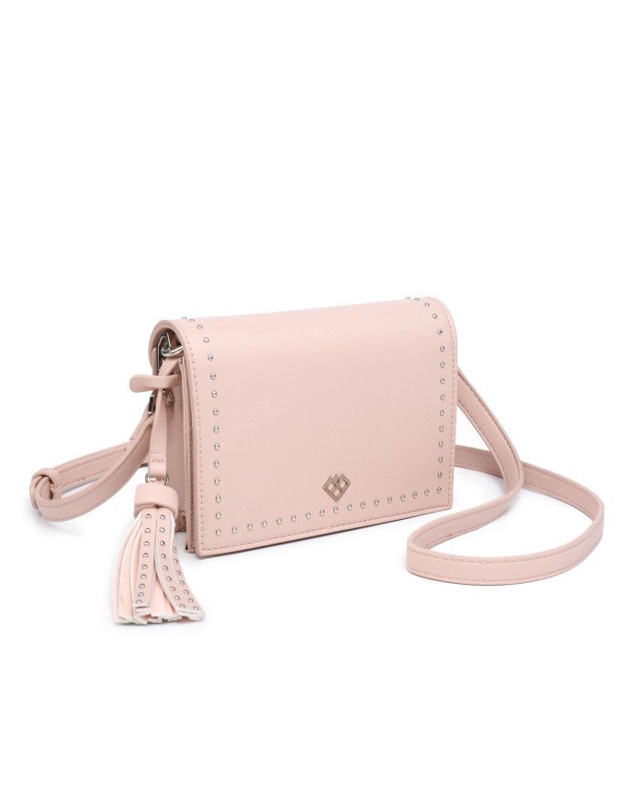 JFY Studded Flap Magnetic Button Clasp Grab Bag/ Cross Body Bag
