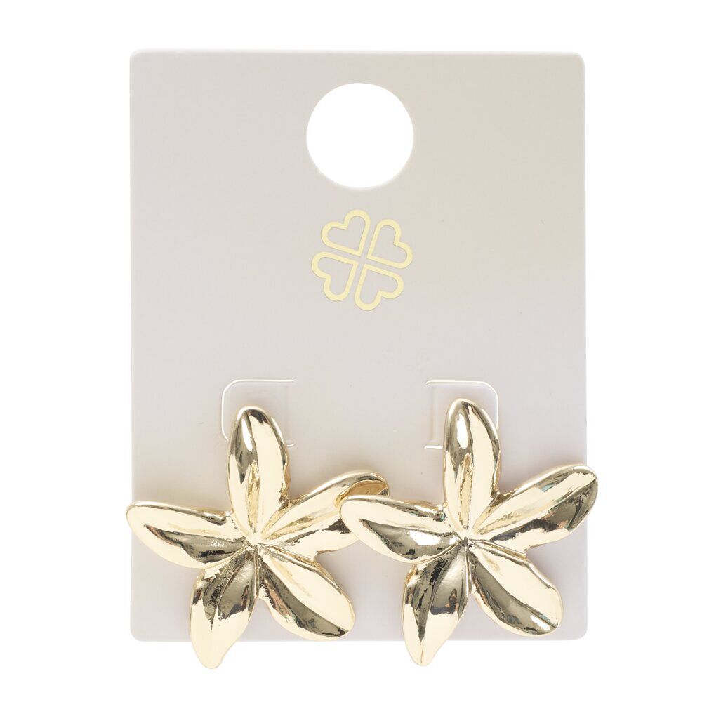 Boucles d'oreilles fleur de tiaré zinc doré Ø3cm