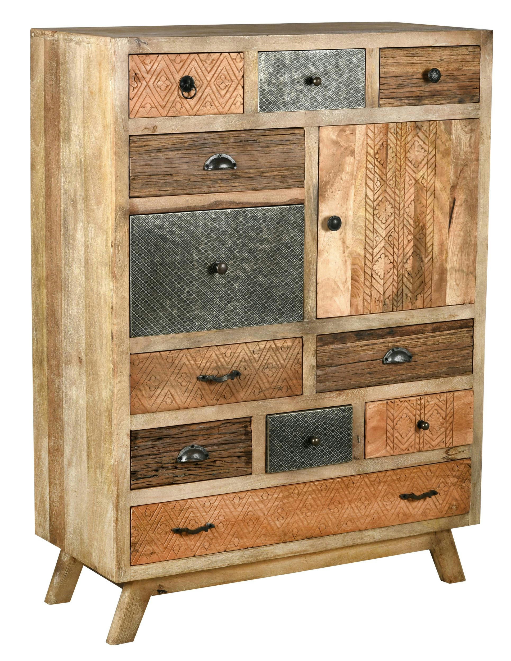 - Commode en manguier et métal zouma 90 x 40 x 125 cm