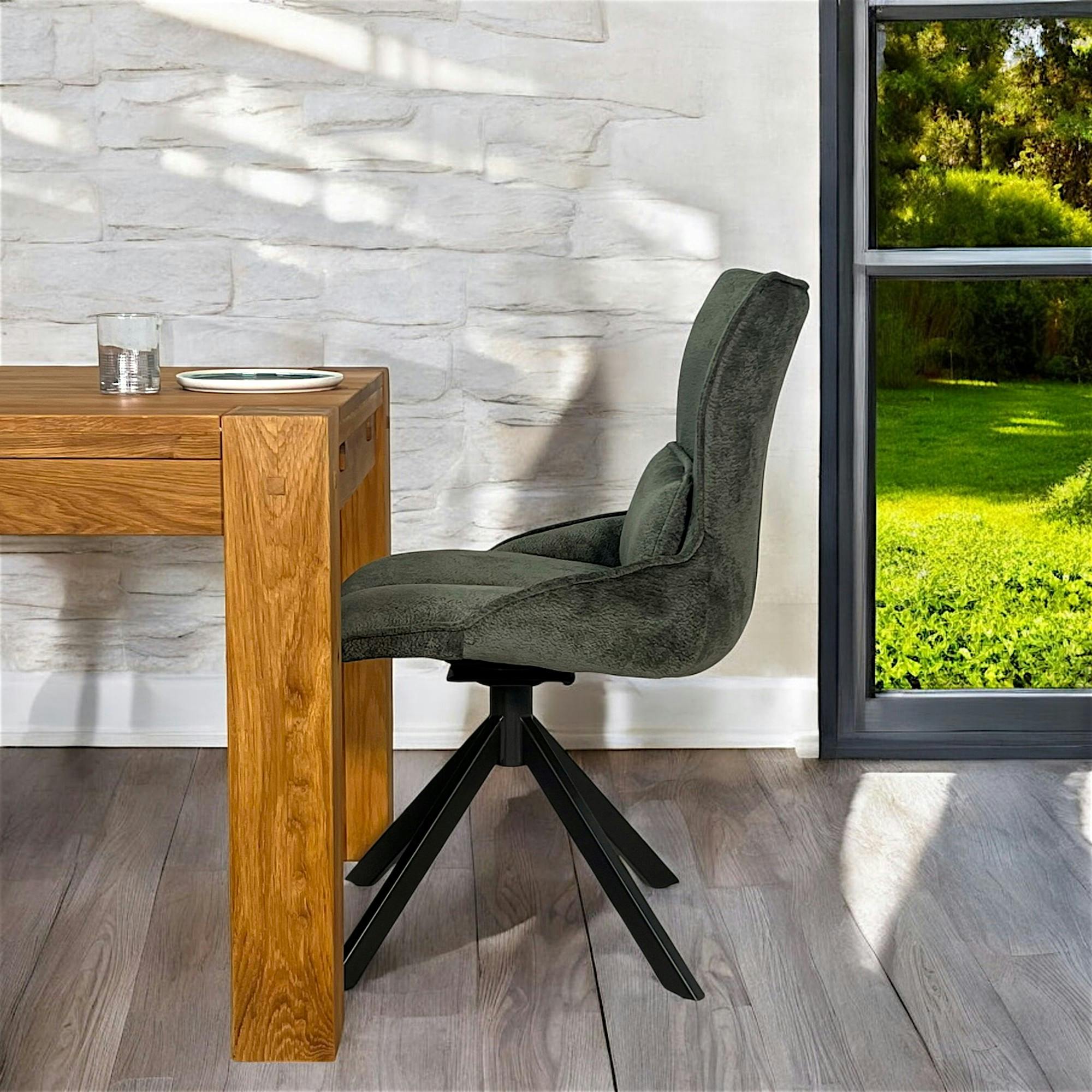 Chaise pivotante coussin et poignée tissu vert (lot de 2) IENA