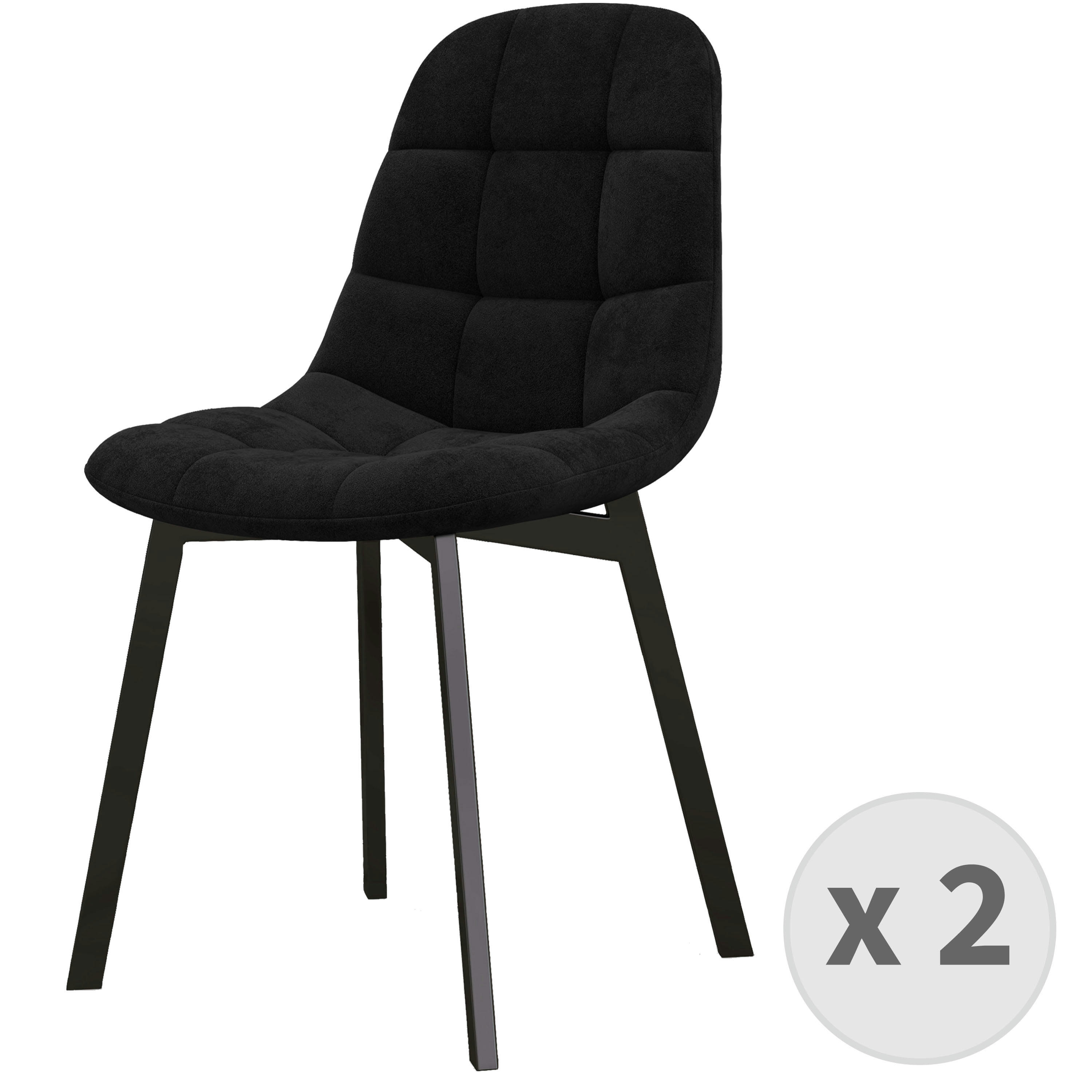 STELLIA - Chaise en Velours et métal Noir (x2)