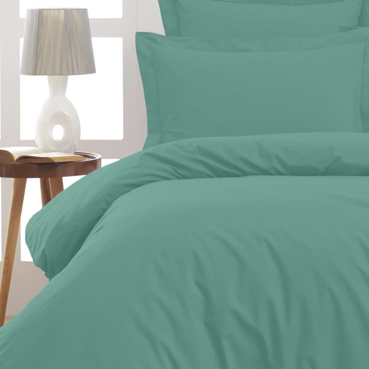 SOFT PERCALE - Drap plat en percale de coton  aqua sea 240x300 cm