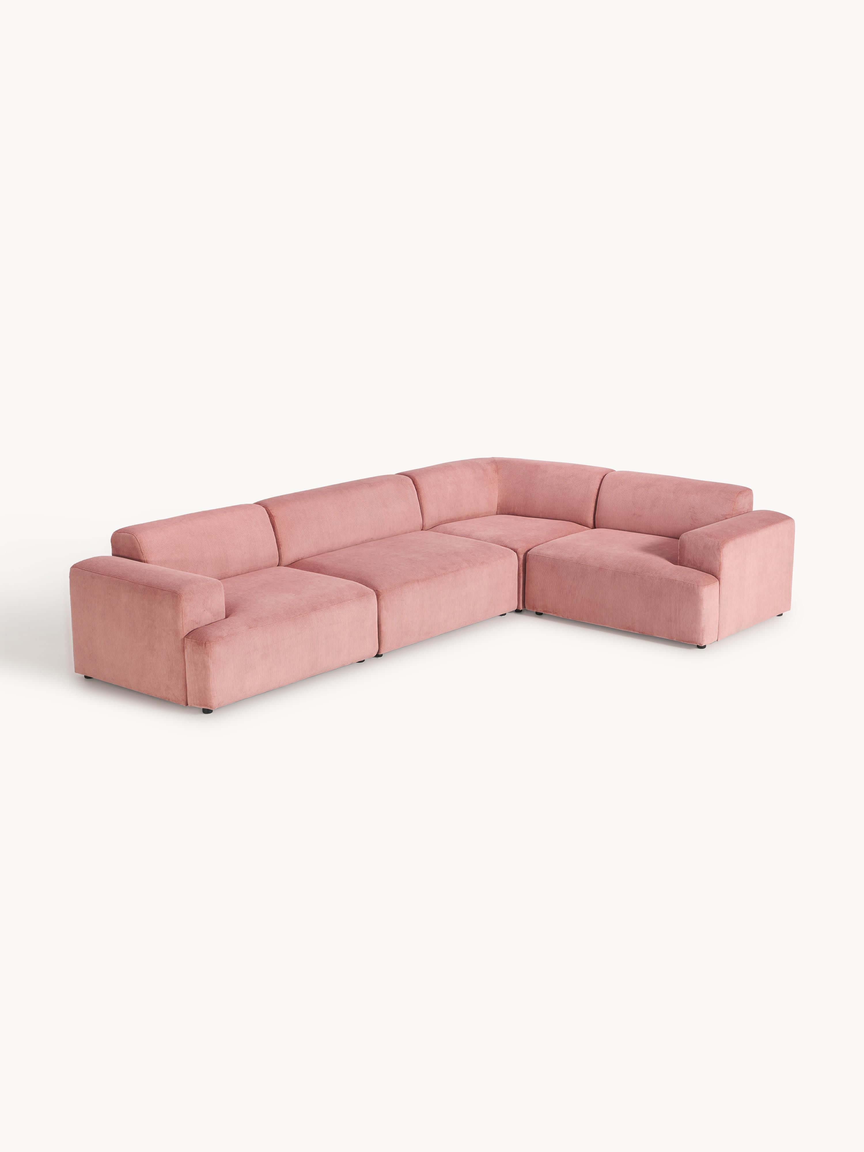 Großes Cord-Ecksofa Melva (4-Sitzer)