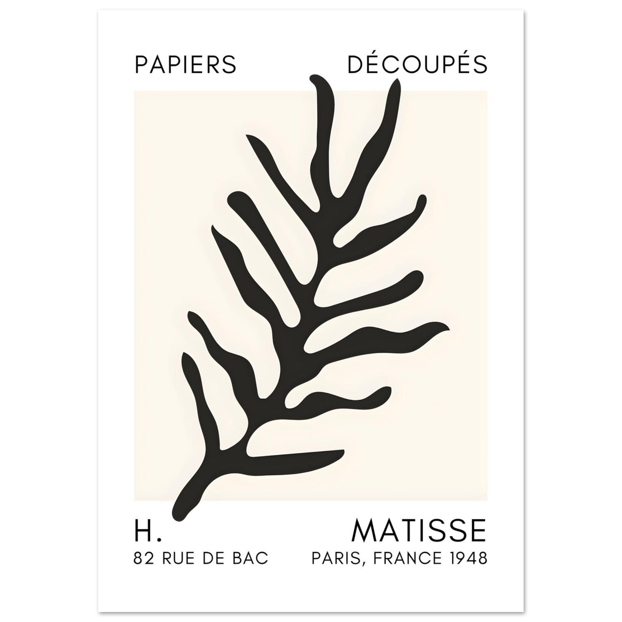 Artfulprints Poster Matisse – Ocean flora black  - A4 21x29.7 cm - Zwart