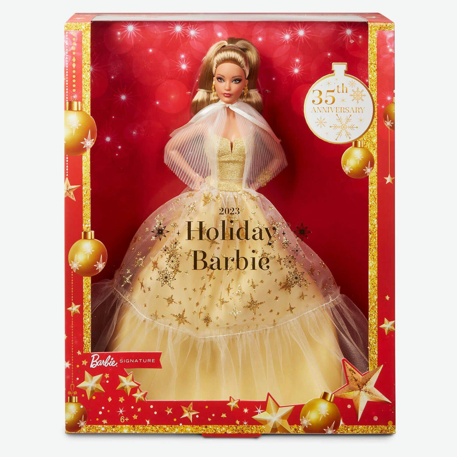 Barbie® 2023 Holiday Doll, Golden Gown & Light Brown Hair