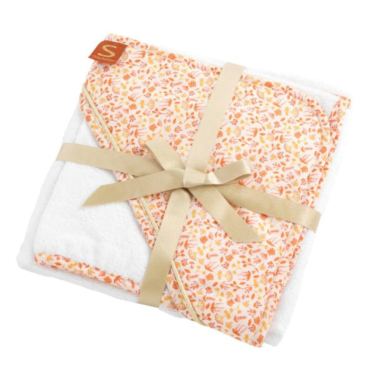 ESMEE - Cape de bain et gant en coton blanc